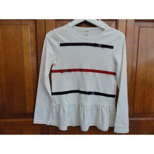 New! Gymboree Cream Colored Long Sleeve Ribbon Top - Girls Size 12